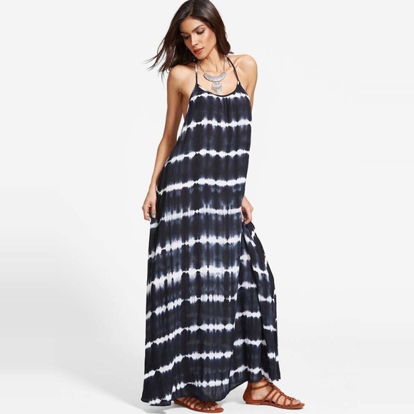 Open Y Back Tie Dye Maxi Dress - Picture 4 of 7